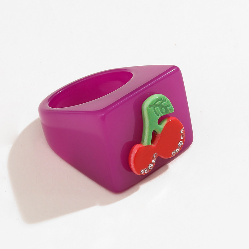 1 Piece Designable Series Vacation Polychrome Three-dimensional Fruits Resin Women's Single Rings h5Picture4