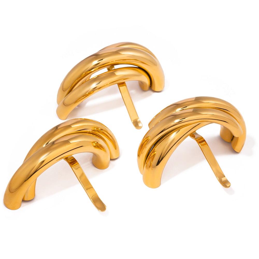 1 pair simple series  style geometric stainless steel  gold plated women hair clips Picture5