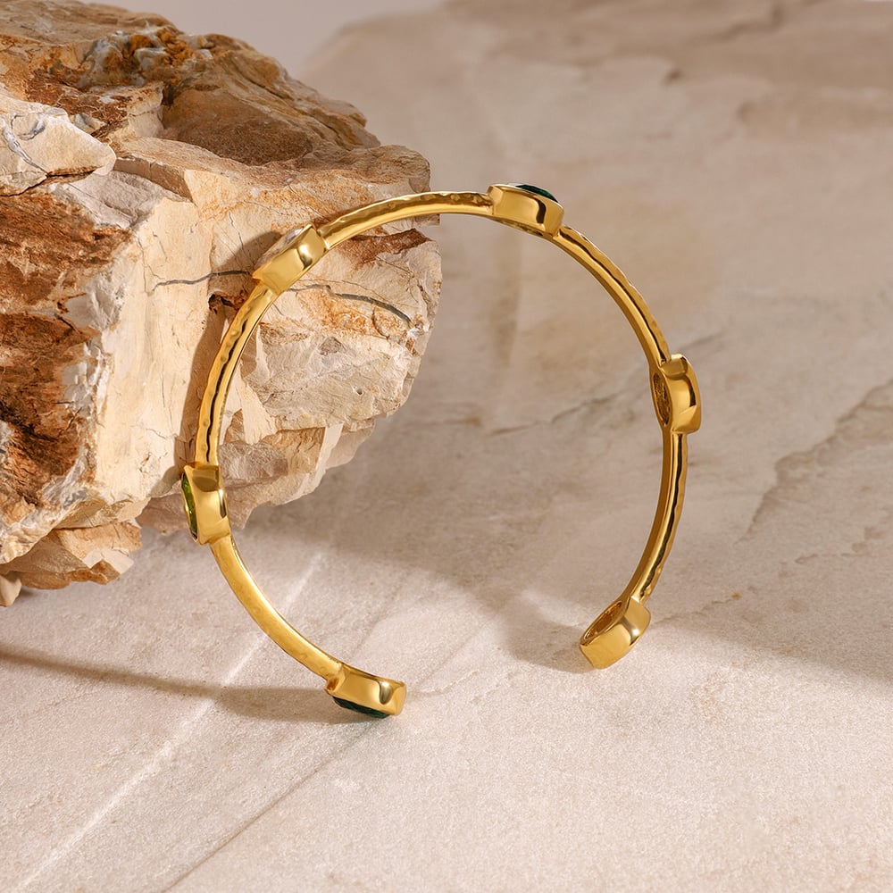 1 pezzo semplice serie  stile geometrico acciaio inossidabile placcato oro  zircone braccialetti da donna Immagine4