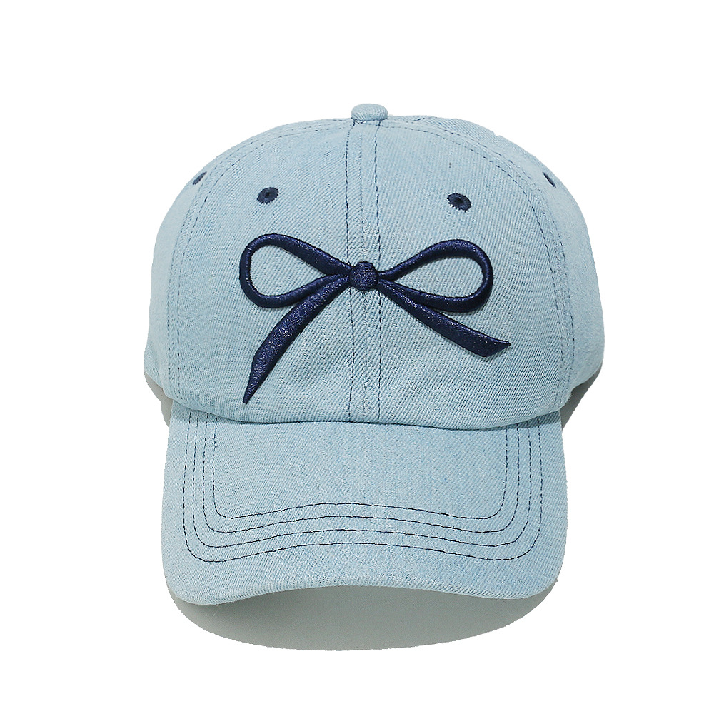 1 Piece Denim Bow Embroidery Baseball Cap Picture5
