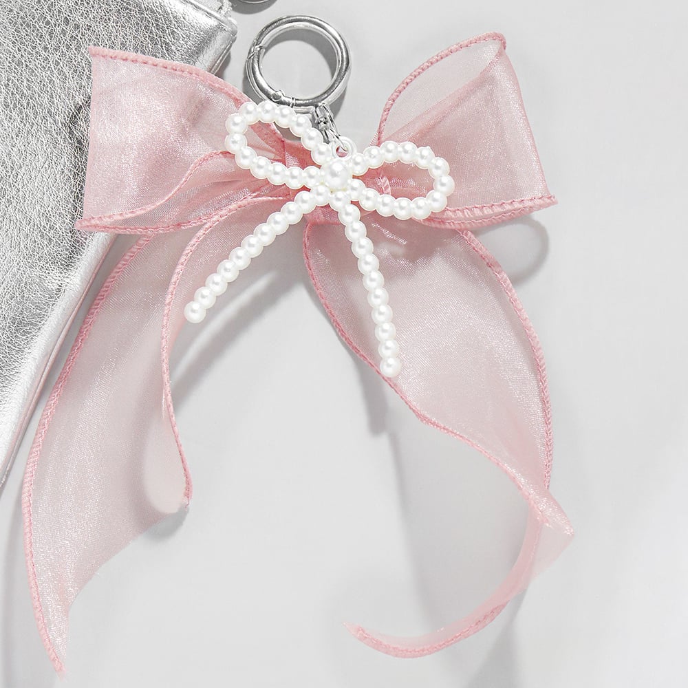 1 Piece Romantic Series Sweet Bow Knot Organza Artificial Pearl Women's Bag Charms Picture4