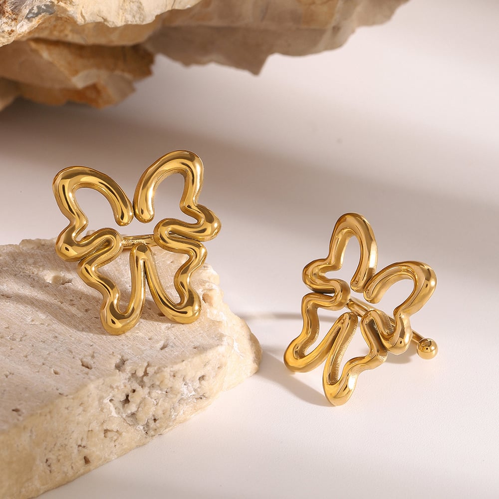 1 pair simple series elegant animal stainless steel  gold plated women clip-on earrings Picture3