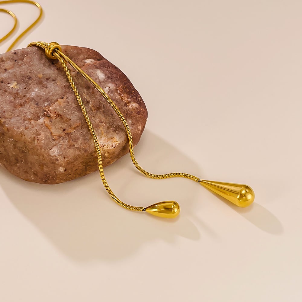 1 Stück Elegante Serie Tägliche Tropfen Verstellbare Edelstahl Gold Farbe Damen Anhänger Halsketten h5Bild8