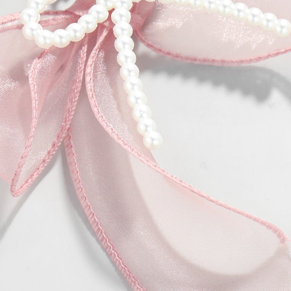 1 Piece Romantic Series Sweet Bow Knot Organza Artificial Pearl Women's Bag Charms Picture5