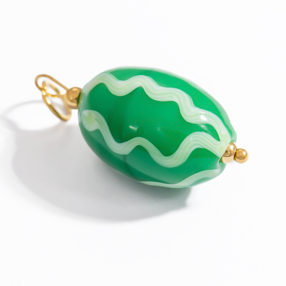 1 Piece Chromatic Series Natural Fruit Coloured Glaze Stainless Steel Gold Color Women's Pendants h5Picture9