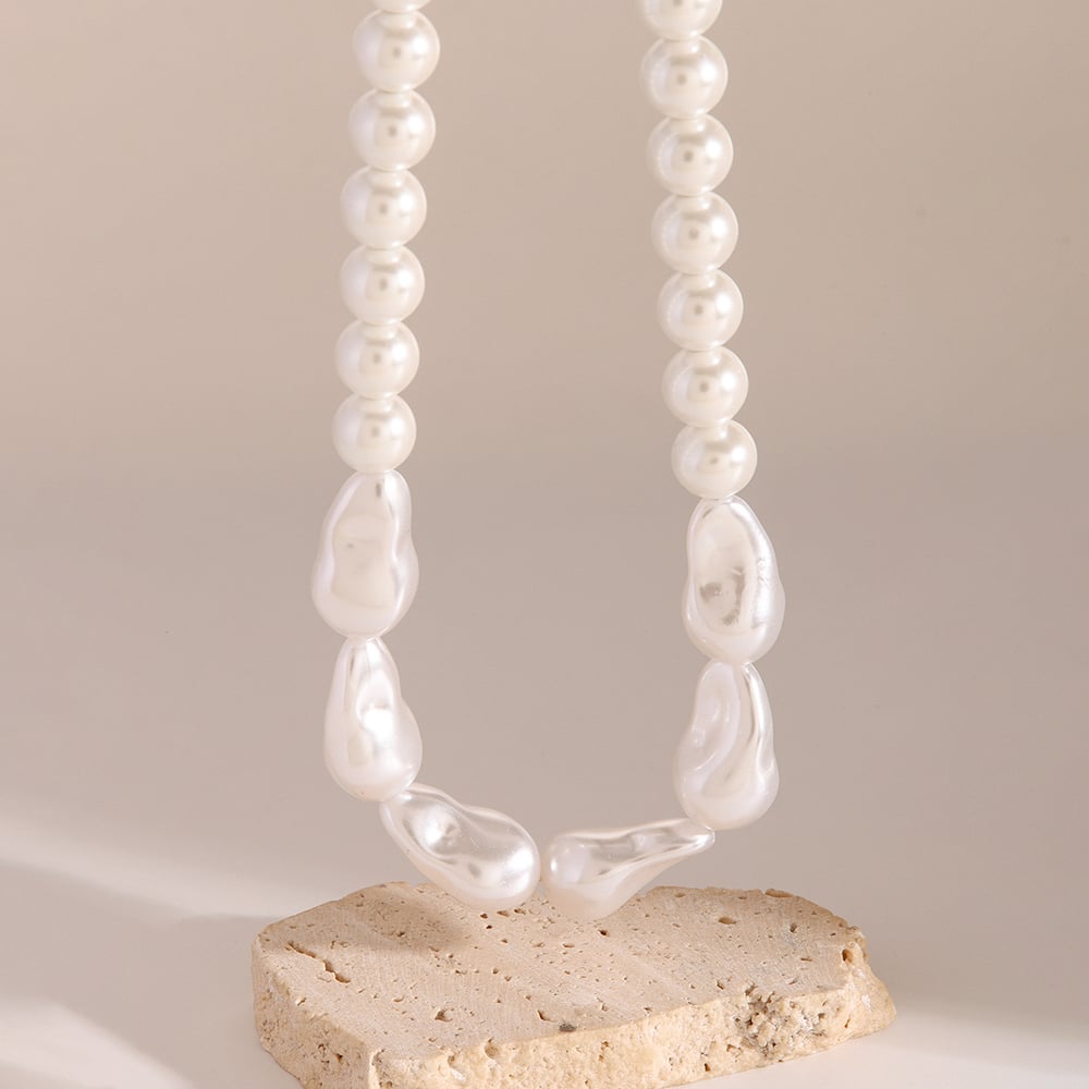 1 Stück Klassische Serie Elegante Perlen Edelstahl 18 Karat vergoldet Kunstperlen Damen Perlenketten h5Bild5