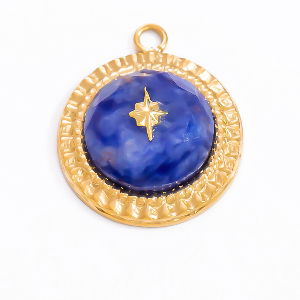 1 Piece Bohemian Series Retro Star Chromatic Natural Stone Stainless Steel Gold Color Women's Pendants h5Picture7