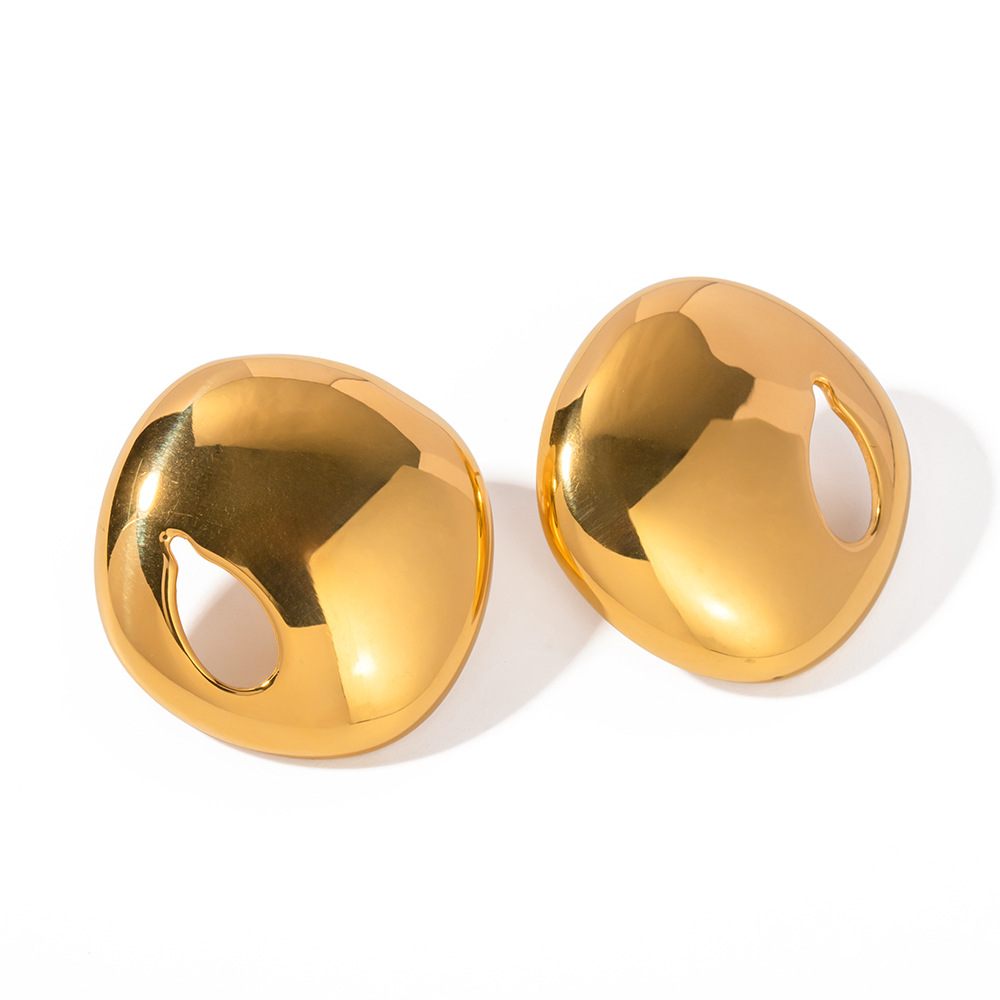 1 pair simple series casual geometric stainless steel  gold plated women stud earrings h5Picture6