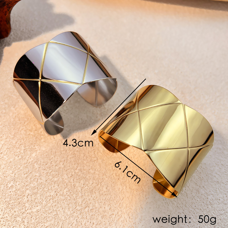 Mixed Color Plaid Stainless Steel Cuff Bracelets Picture4