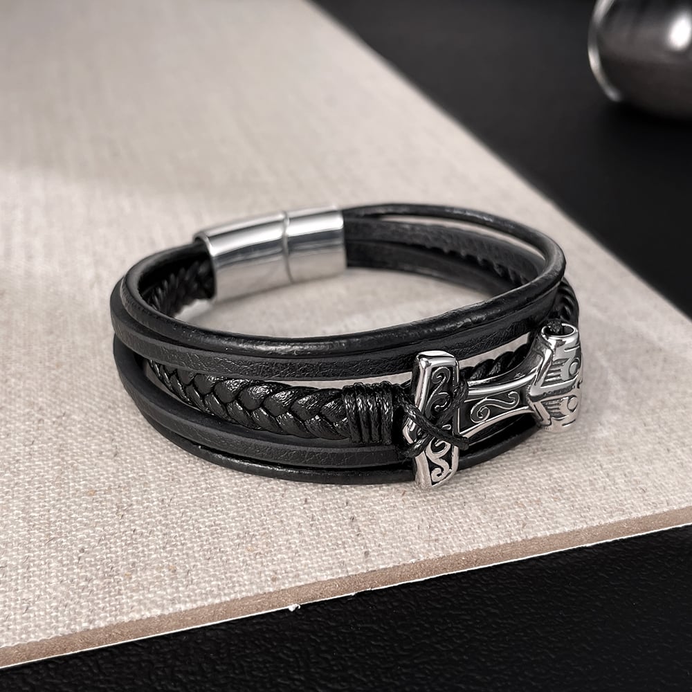 1 Stück geometrische mehrschichtige Herrenarmbänder aus Edelstahl h5Bild4