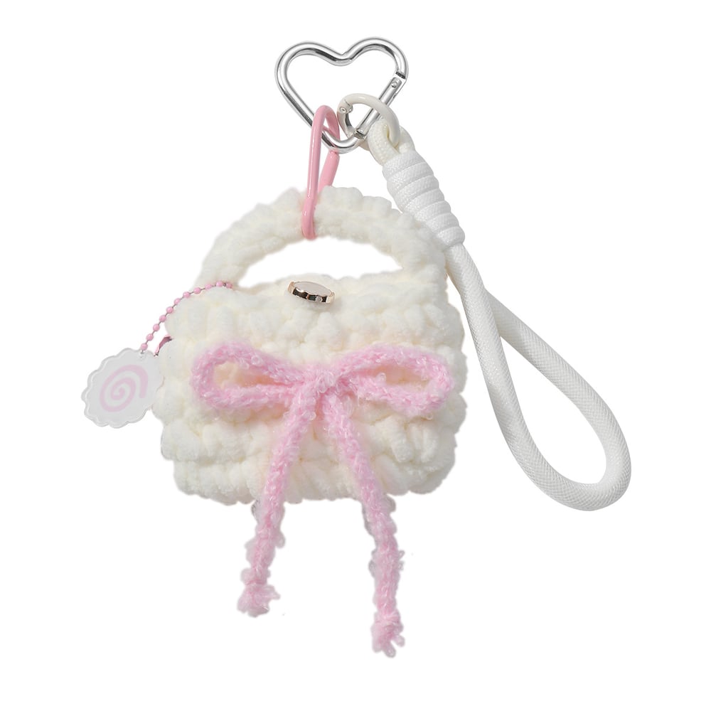 1 Piece Cute Woolen Mini Bag Love Heart with Cherry Bag Charms Picture7