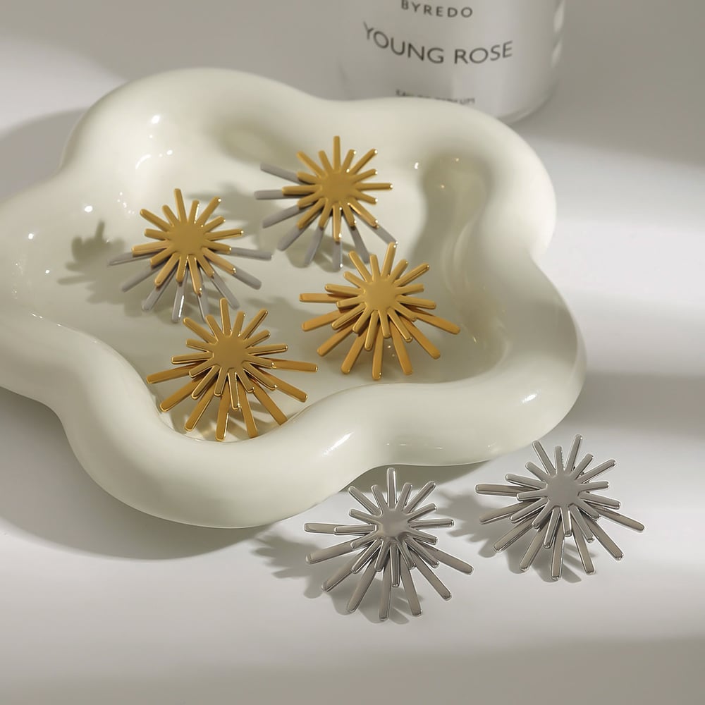 Sun Stainless Steel Gold Color Women's Stud Earrings Picture3