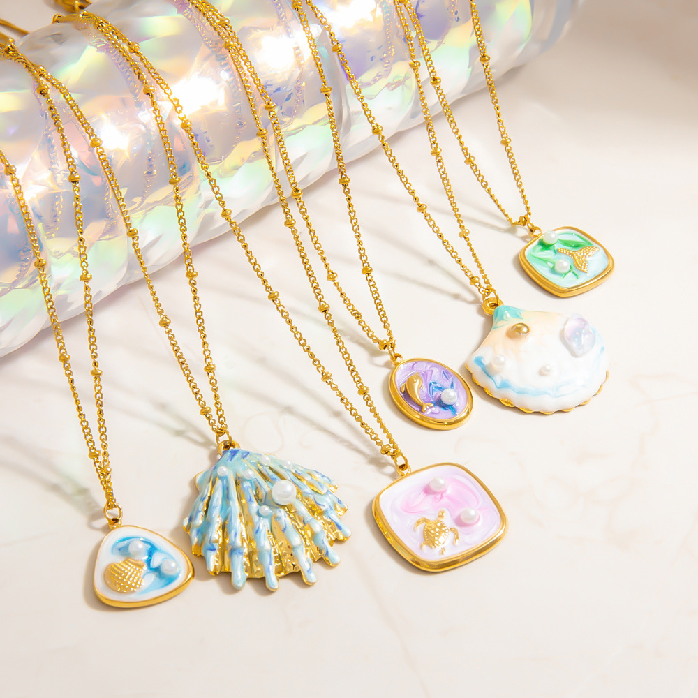 Vacation Stainless Steel Gold Color Pendant Necklaces h5Picture4