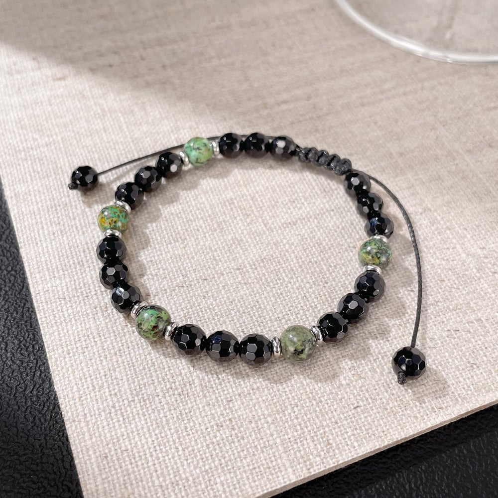 Punk Doğa Taş Boncuklar Paslanmaz Çelik Erkek Bileklikleri h5Resim3