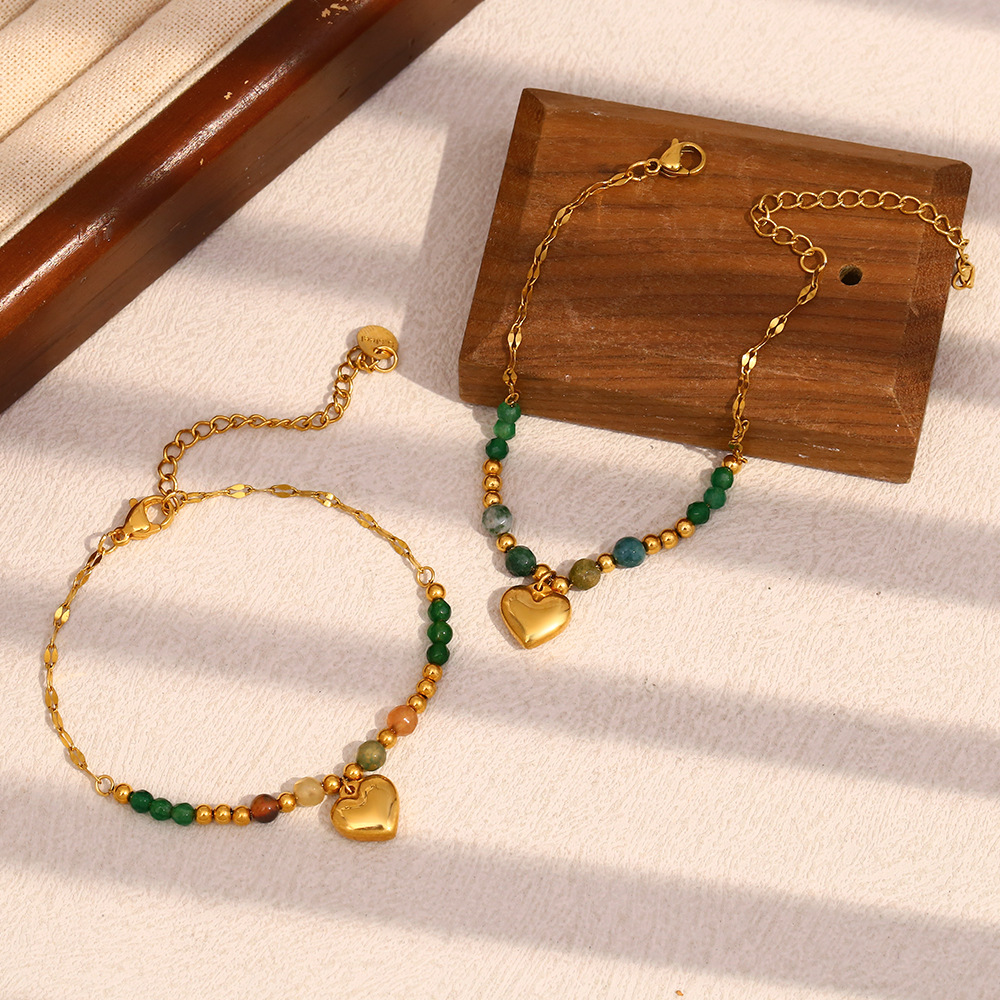 Retro Heart Stainless Steel Beaded Bracelets h5Picture6