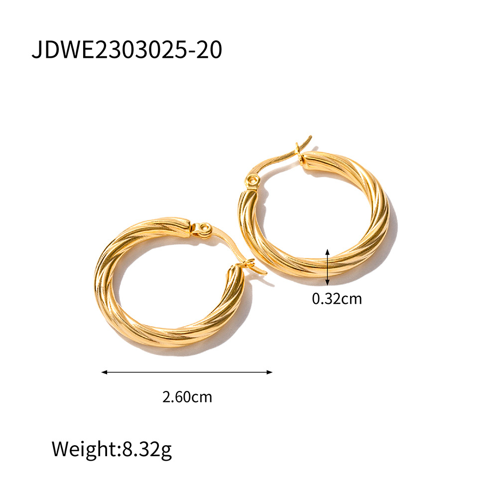 Classic Stainless Steel Gold Color Hoop Earrings