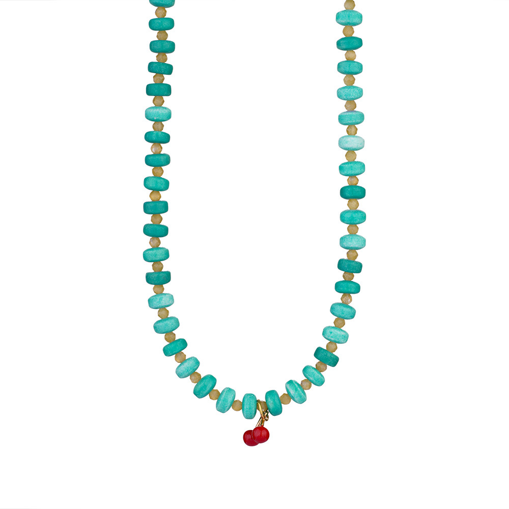 Vivid Nature Stone Beads Stainless Steel Gold Color Women's Beaded Necklaces h5Picture6