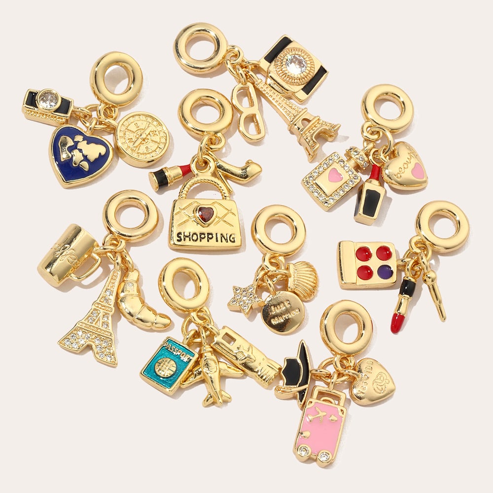 Colorful Lipstick Oil-drop Copper Gold Color Pendants h5Picture4