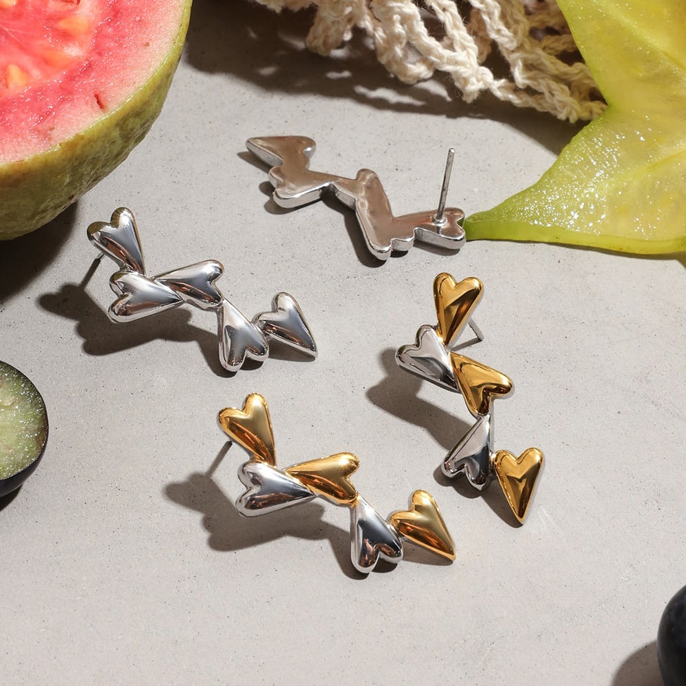 Heart Stainless Steel  MIxed Color Stud Earrings h5Picture2