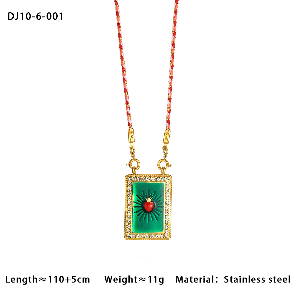 Ornate Rectangular Oil- Glazing Women's Pendant Necklaces h5Picture2