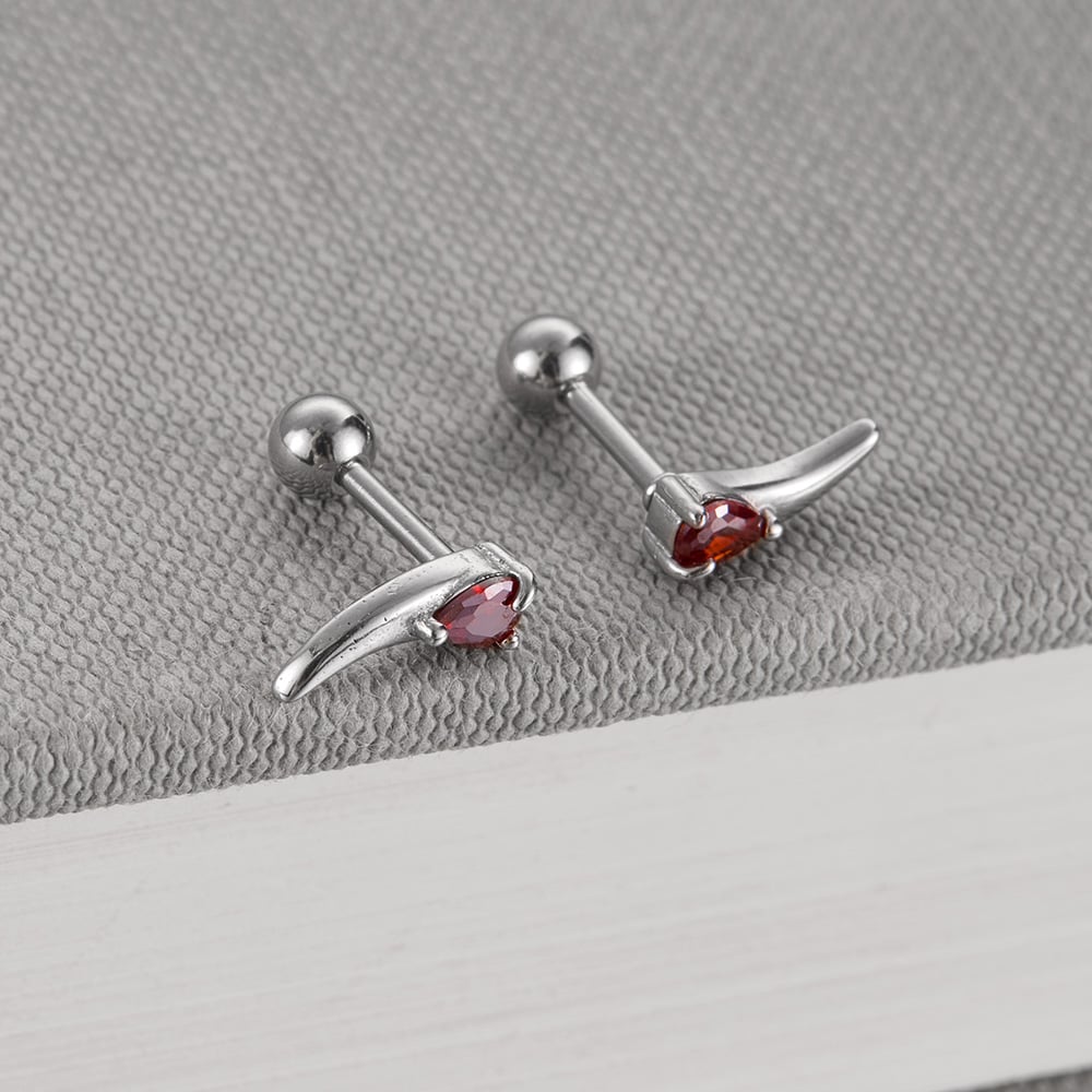 1 Piece Delicate Series Wolf Tooth Shape Stainless Steel Men's Earrings h5Picture8