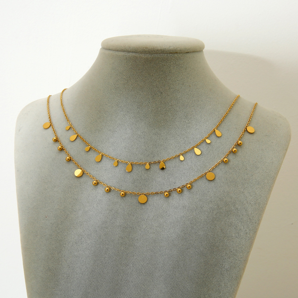 Simple Series Drop - shaped Gold - colored Stainless Steel Women's Necklaces h5Picture3