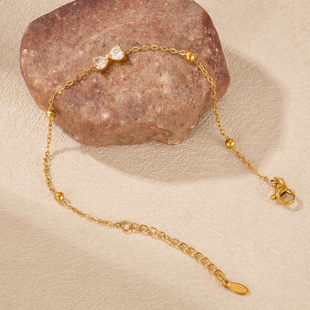 1 Stück Simple Series Daily Bow Knot Edelstahl Goldfarben Damen Charm Armbänder h5Bild6