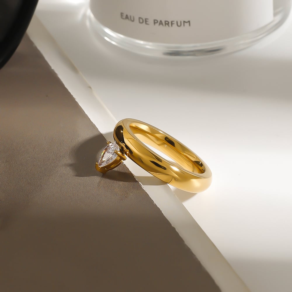 Classic Stainless Steel Gold Color Gemstone Rings h5Picture4