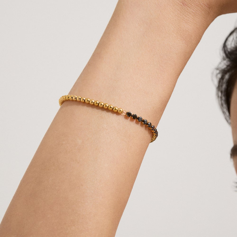 Classic Beads Stainless Steel Gold Color Women's Beaded Bracelets h5Picture7