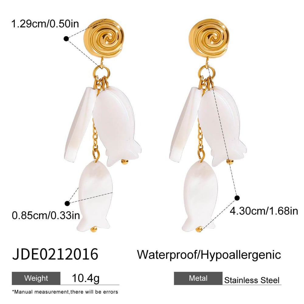 Vacation Fish Shape Stainless Steel Drop Earrings