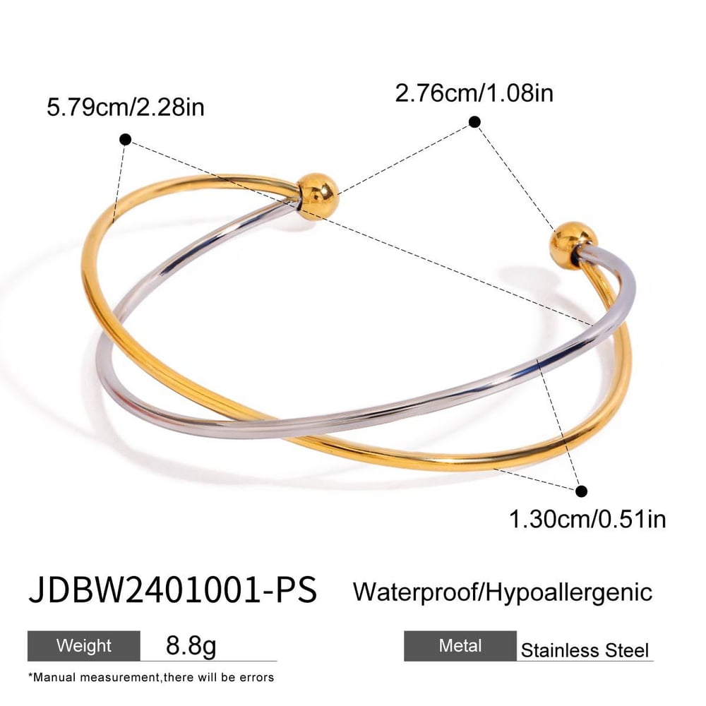 Simple Geometric Stainless Steel Mixed Color Cuff Bracelets Picture2