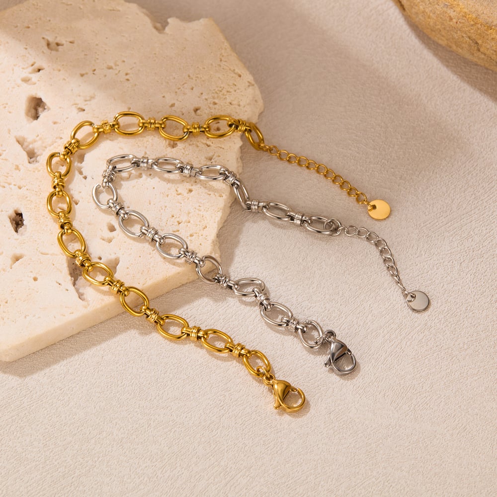 Minimalist Patchwork Paslanmaz Çelik Erkek Zincir Bileklikler h5Resim4