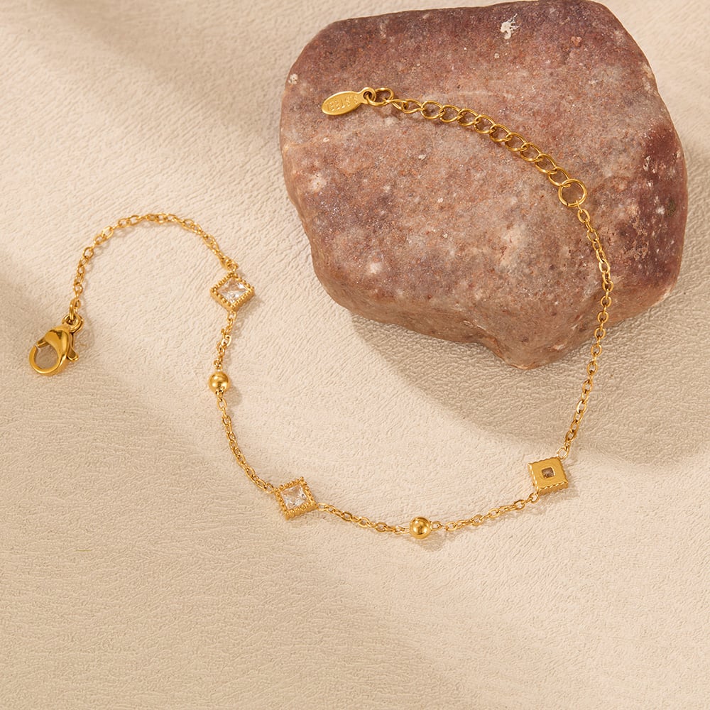 1 Stück Simple Series Tägliche geometrische Edelstahl Gold Farbe Damen Charm Armbänder h5Bild6