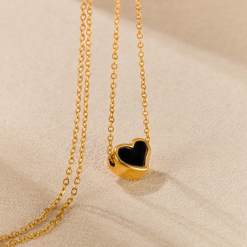 1 Stück Simple Series Daily Heart Edelstahl Goldfarben Damen-Anhänger-Halsketten Bild6