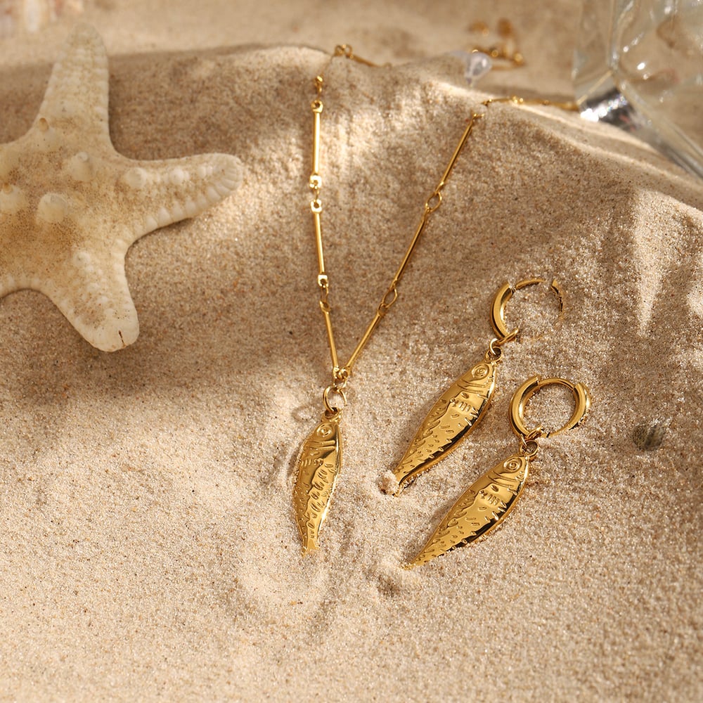 Cute Fish Stainless Steel Gold Color  Drop Earrings Picture2