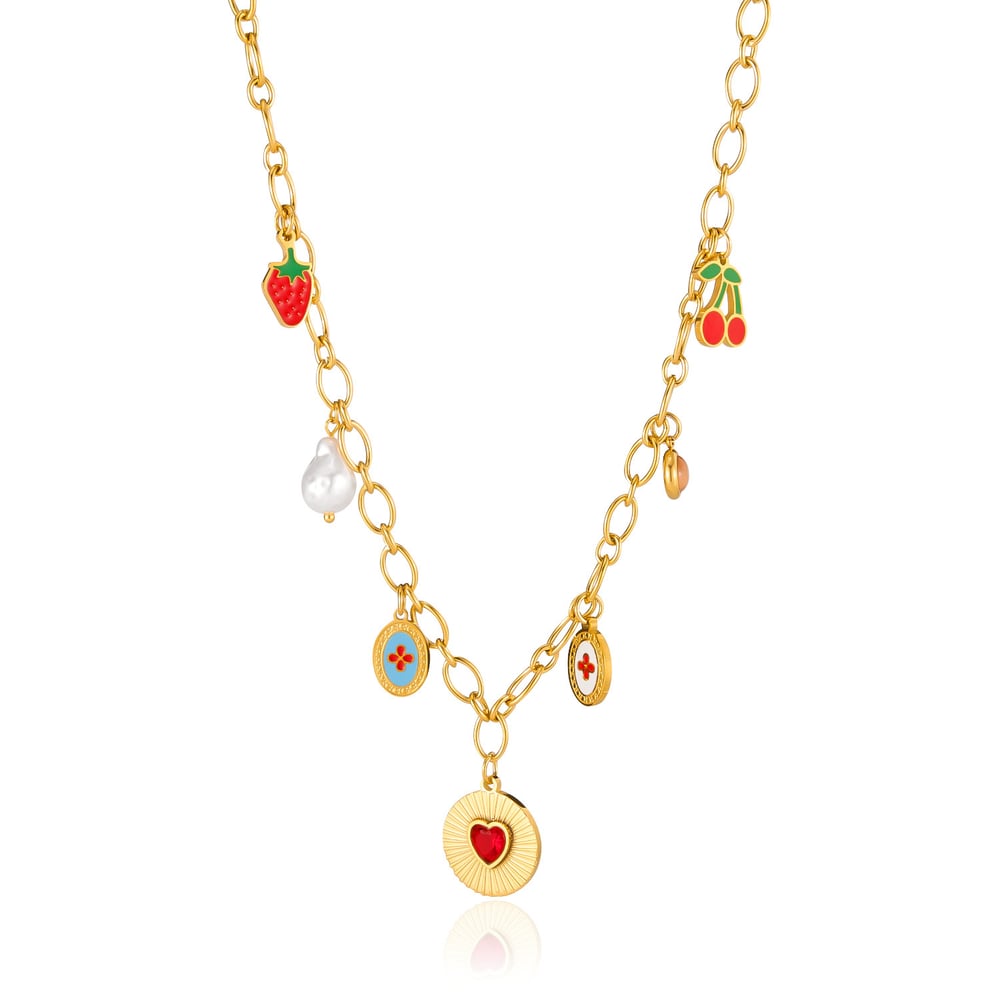 1 Stück Romantische Serie Tägliche geometrische Edelstahl Gold Farbe Damen Anhänger Halsketten h5Bild6