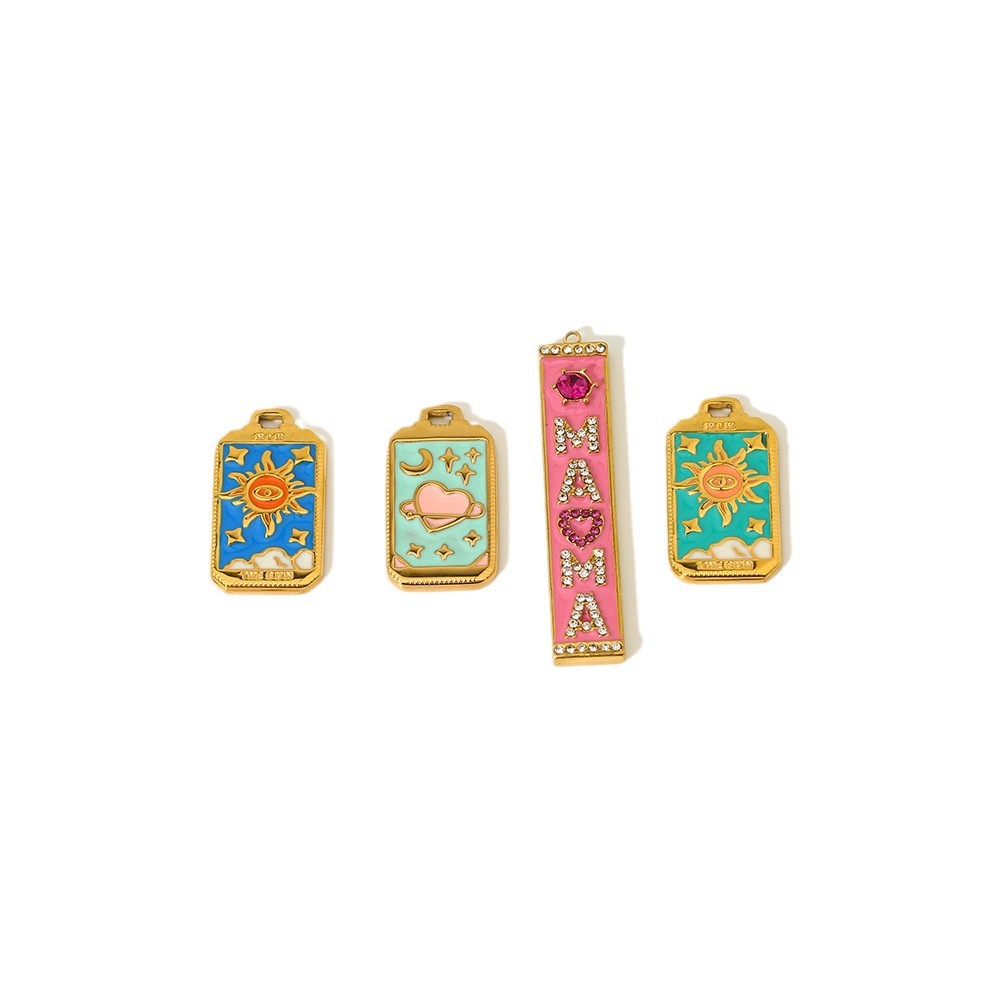 1 Piece DIY Jewelry Colorful Drip Oil Stainless Steel Accessories Pendant h5Picture2