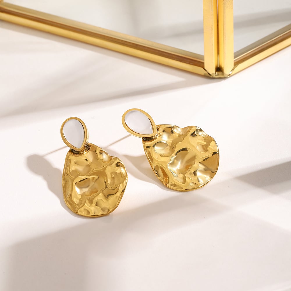 1 Pair Retro Stainless Steel Gold Color Women's Drop Earrings h5Picture3