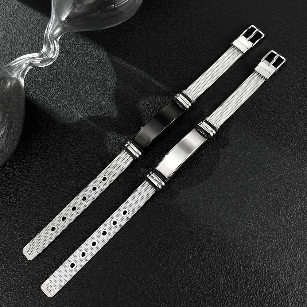 Pulseras de cadena rectangulares de acero inoxidable para hombre, serie Designable, 1 pieza Imagen4