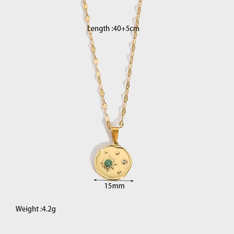 Moon Heart Irregular Gold Color Stainless Steel Pendant  Necklace