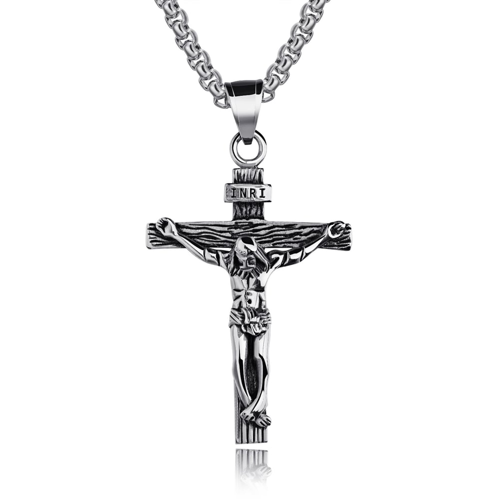 Religious Cross Stainless Steel Gold Color Men's Necklaces