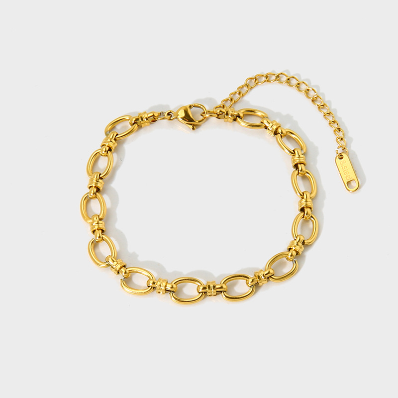 Simplicity Series Gold Color Stainless Steel Chain Bracelet h5Picture5