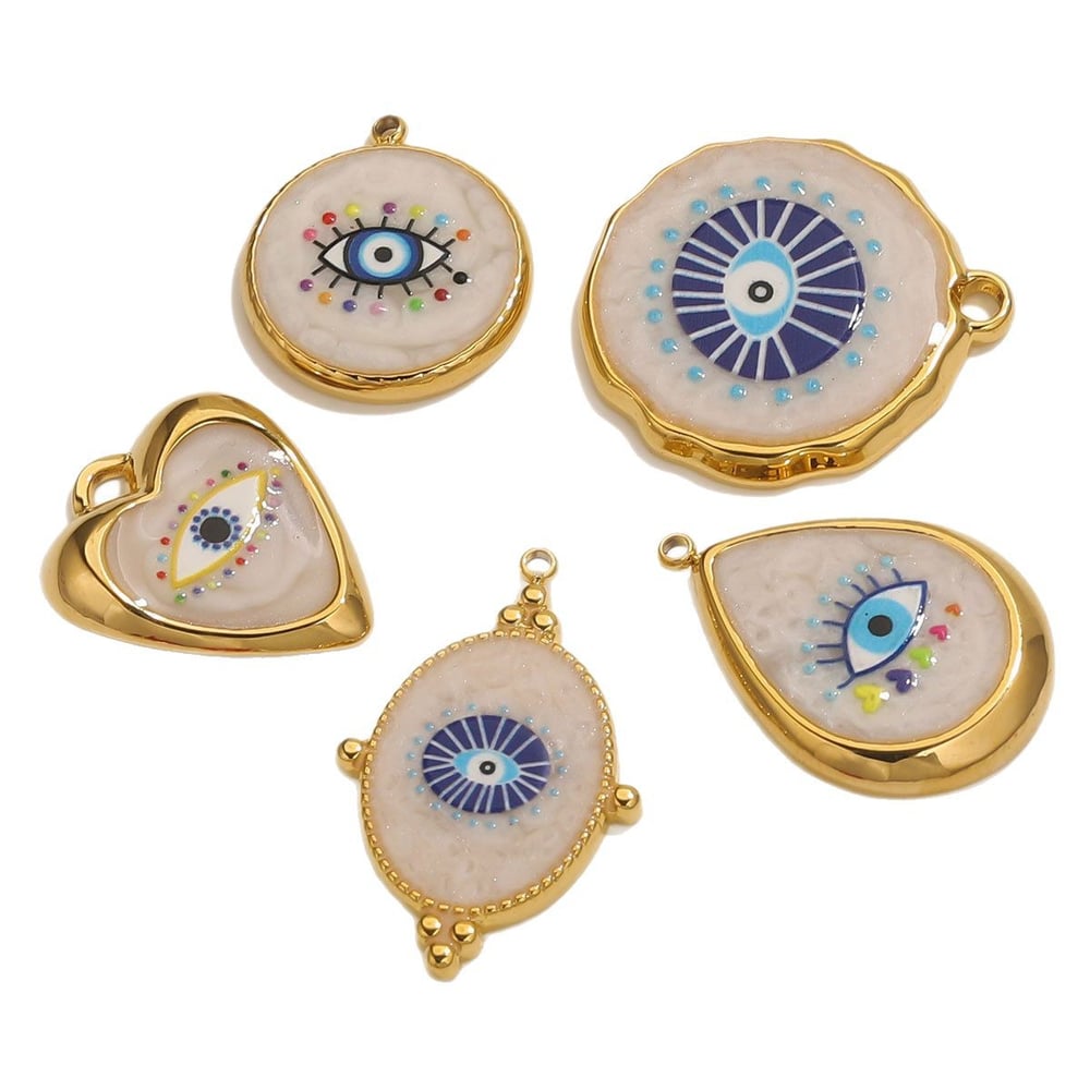 Retro Colorful Eye Stainless Steel Women's Pendants h5Picture6
