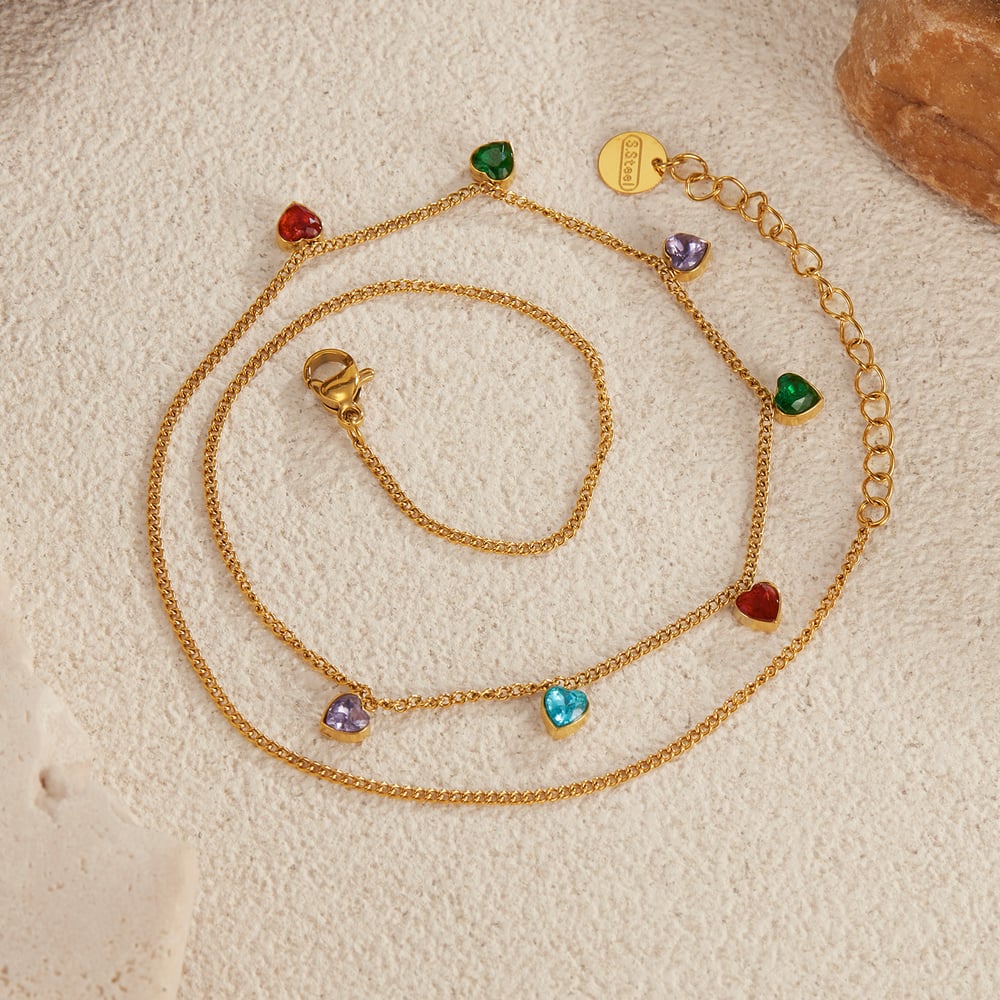 1 Piece Polychrome Series Exquisite Heart Shape Stainless Steel Women's Pendant Necklaces h5Picture5