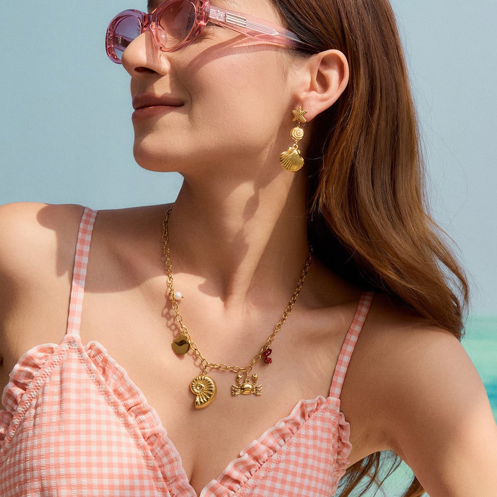 Shell Stainless Steel Gold Color Pendant Necklace h5Picture5