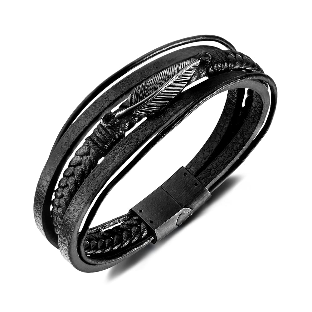 1 Piece Understated Feather Stainless Steel Men's Bracelets