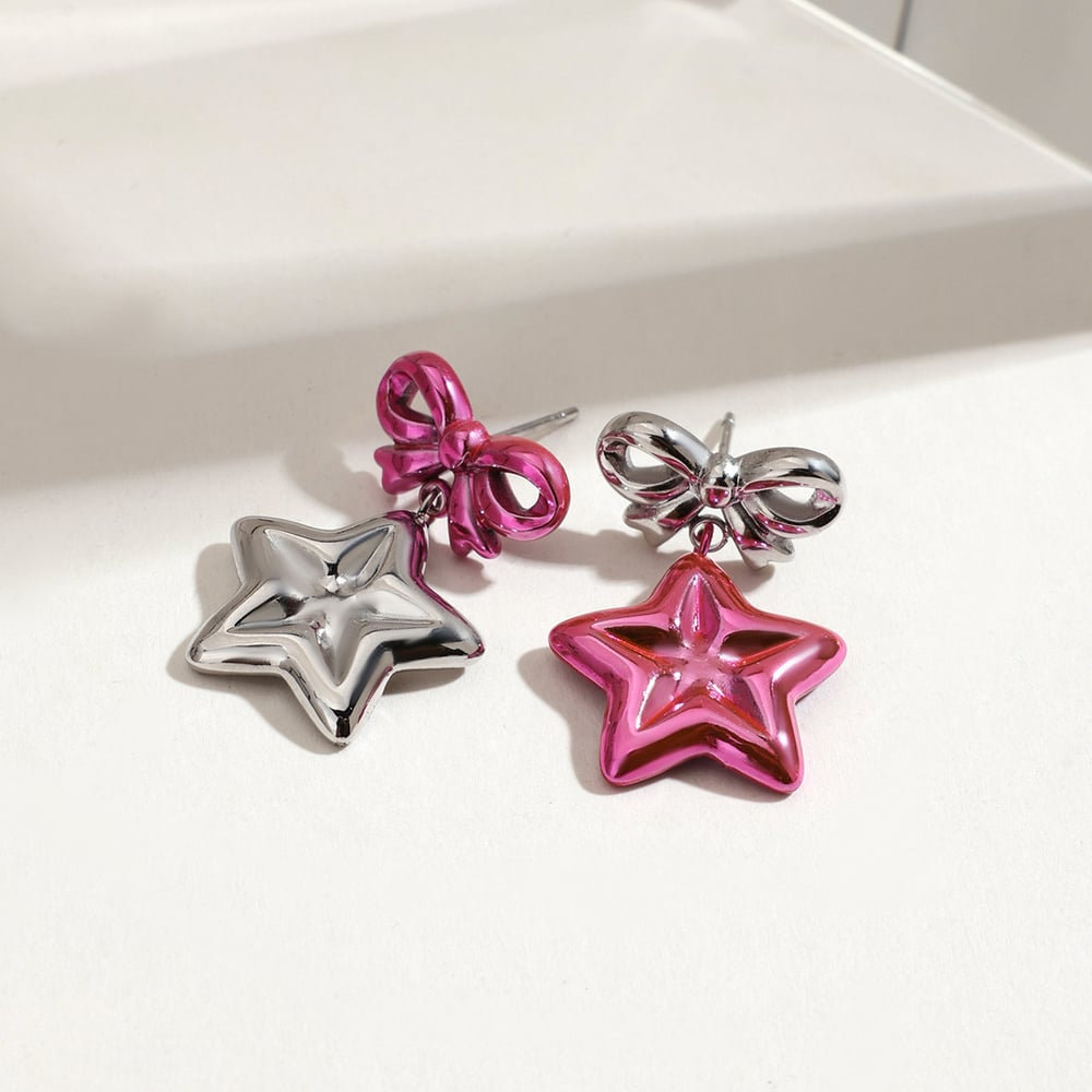 Sweet and Cool Style Star Stainless Steel Drop Earrings h5Picture3