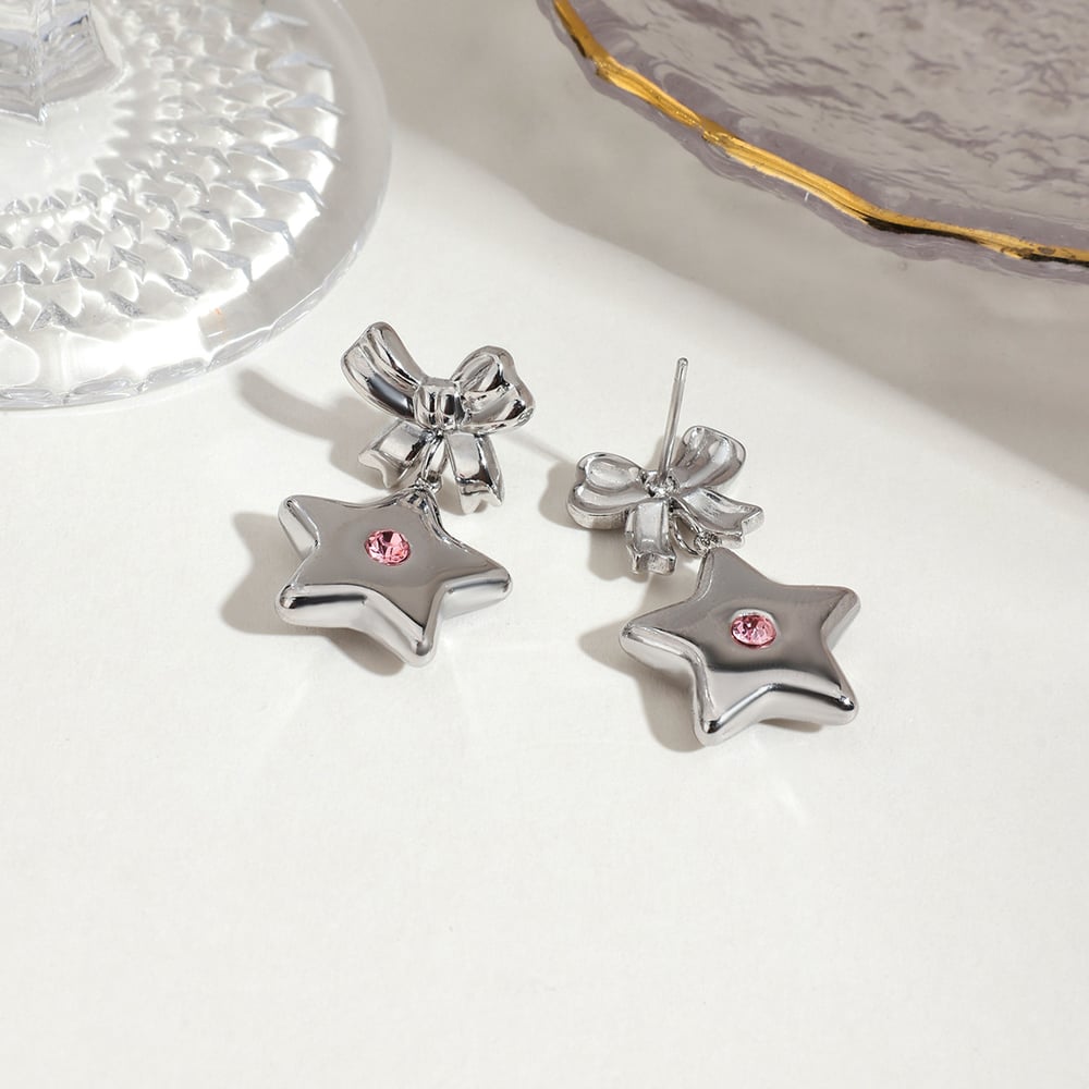 Sweet and Cool Style Star Stainless Steel Drop Earrings h5Picture4