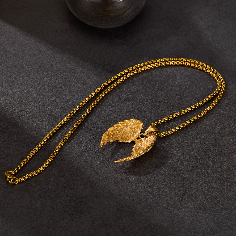 1 Parça Gösterişli Kanatlar Paslanmaz Çelik Erkek Kolye h5Resim9