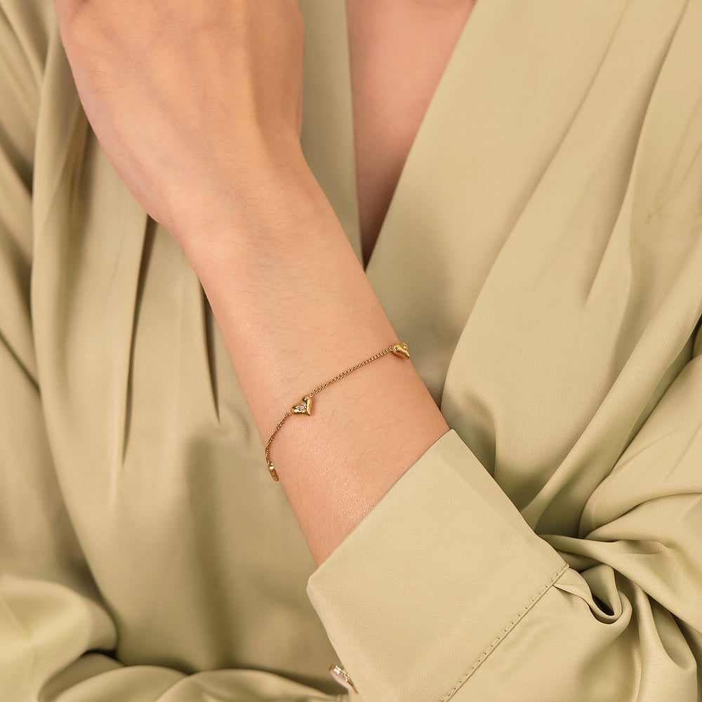 1 Piece Classic Series Vogue Heart Stainless Steel Gold Color Women's Chain Bracelets h5Picture5